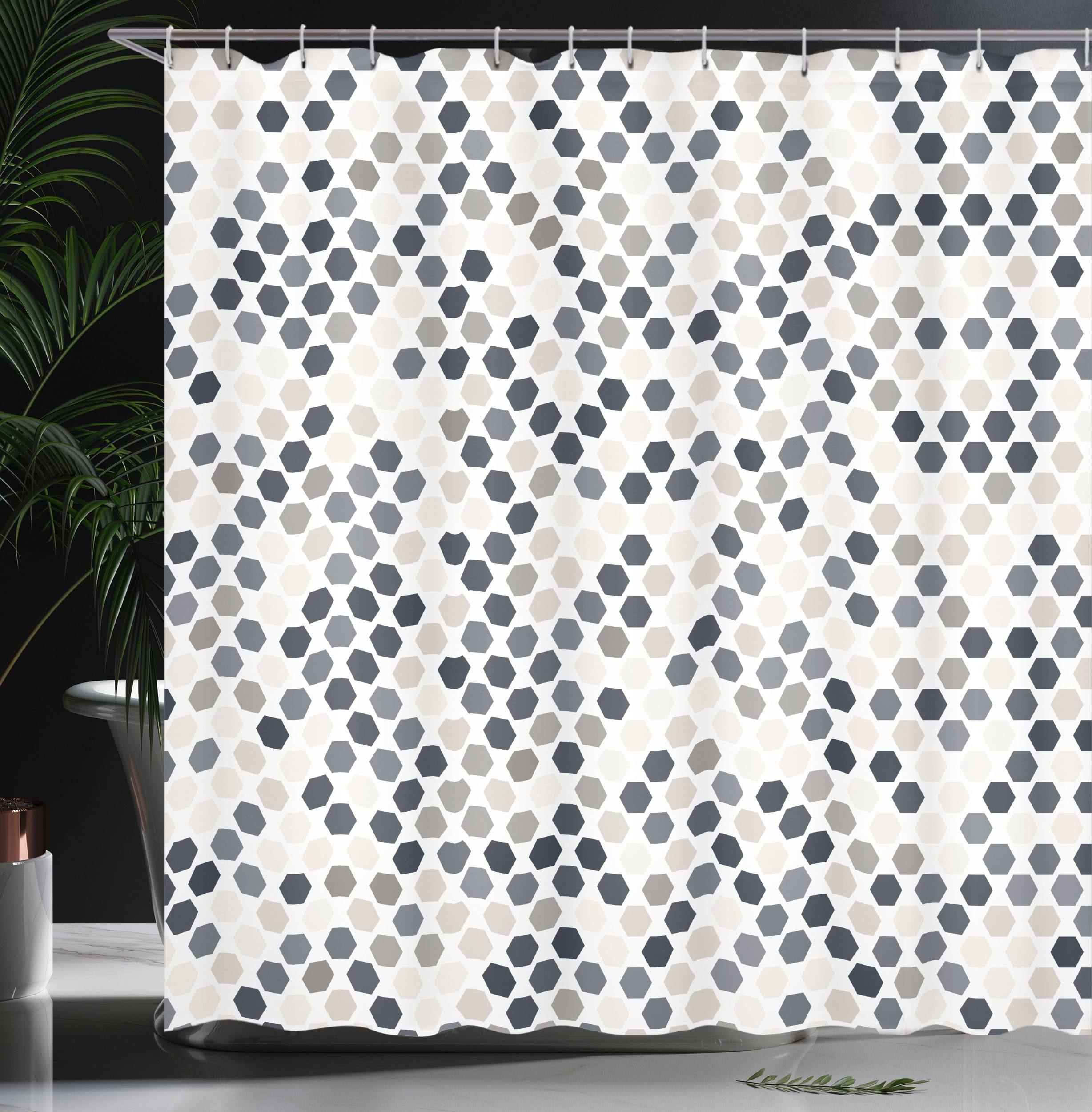 Amazon｜Ambesonne 幾何学模様 シャワーカーテン 抽象的 ジグザグ 六